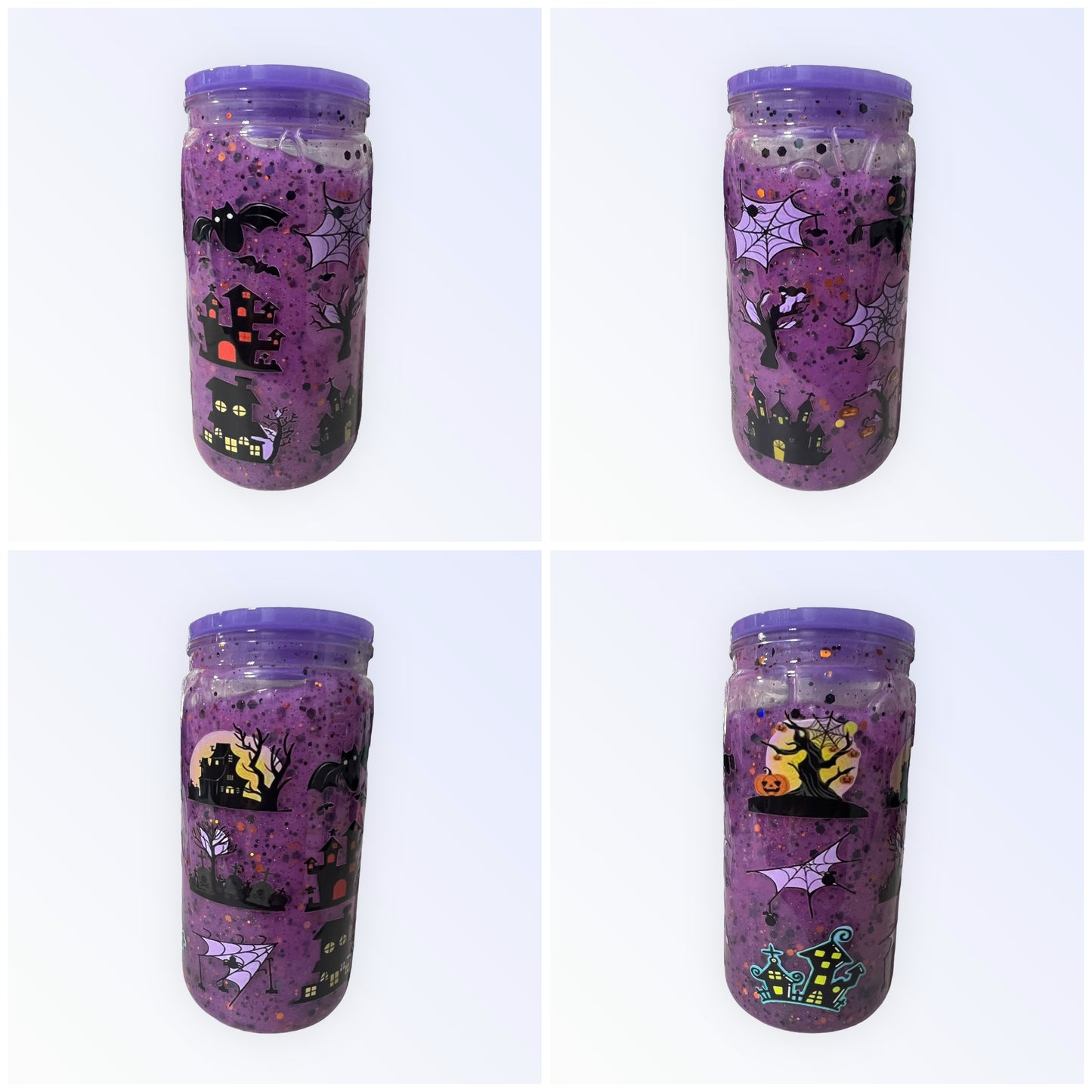 Custom Halloween Glitter Tumbler Cup 16 oz. plastic. ®