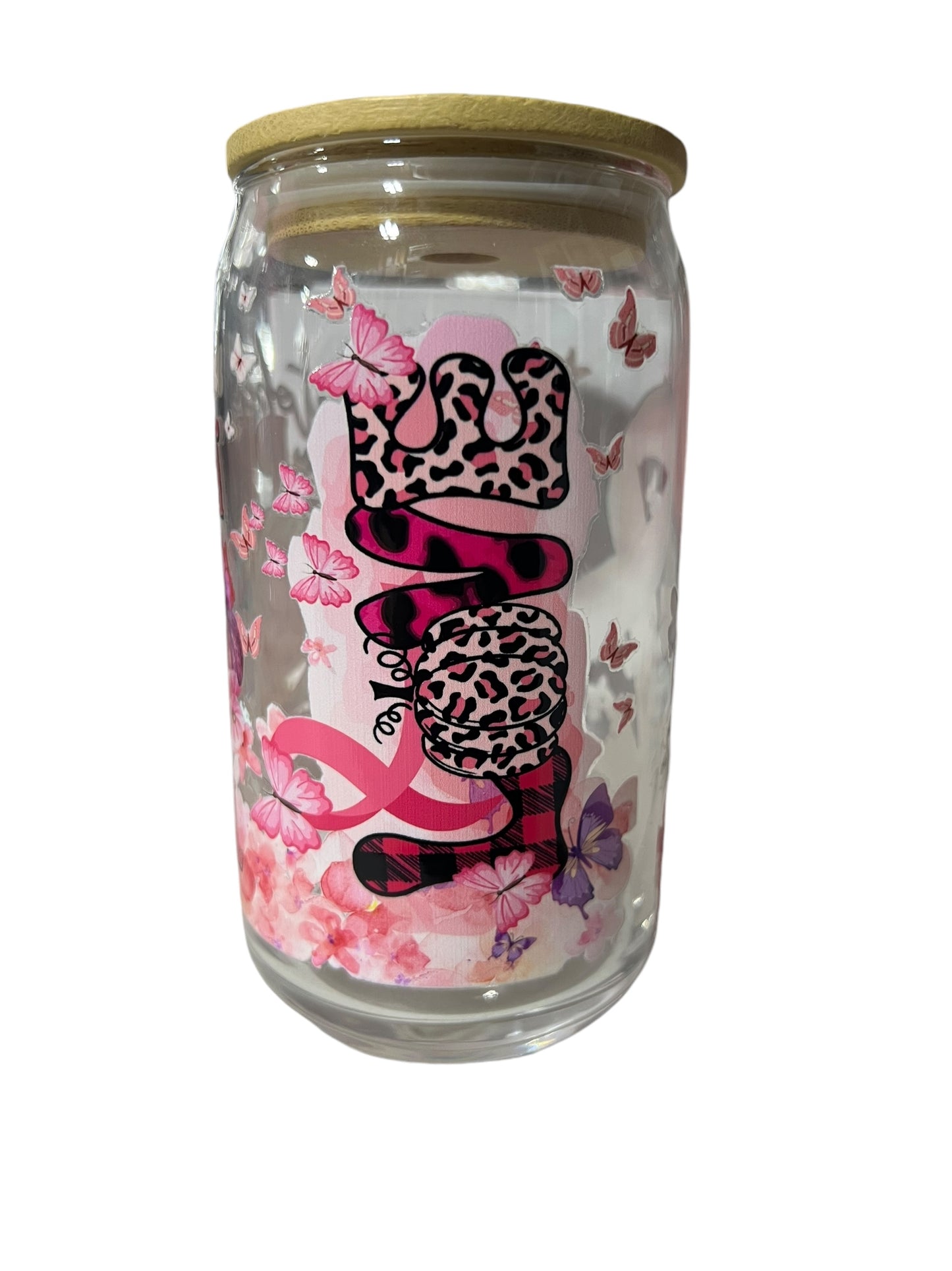 Glass Tumbler with Bamboo Lid 16 oz. - Breast Cancer ®