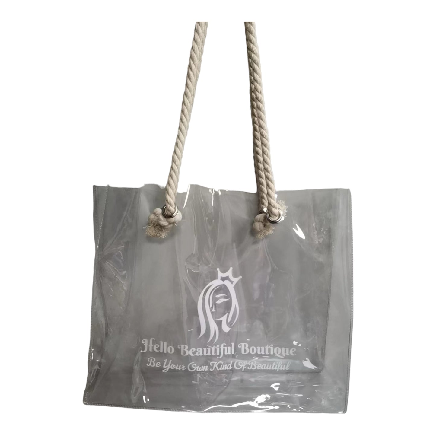 Hello Beautiful Boutique Transparent Bag with Cotten Handles®