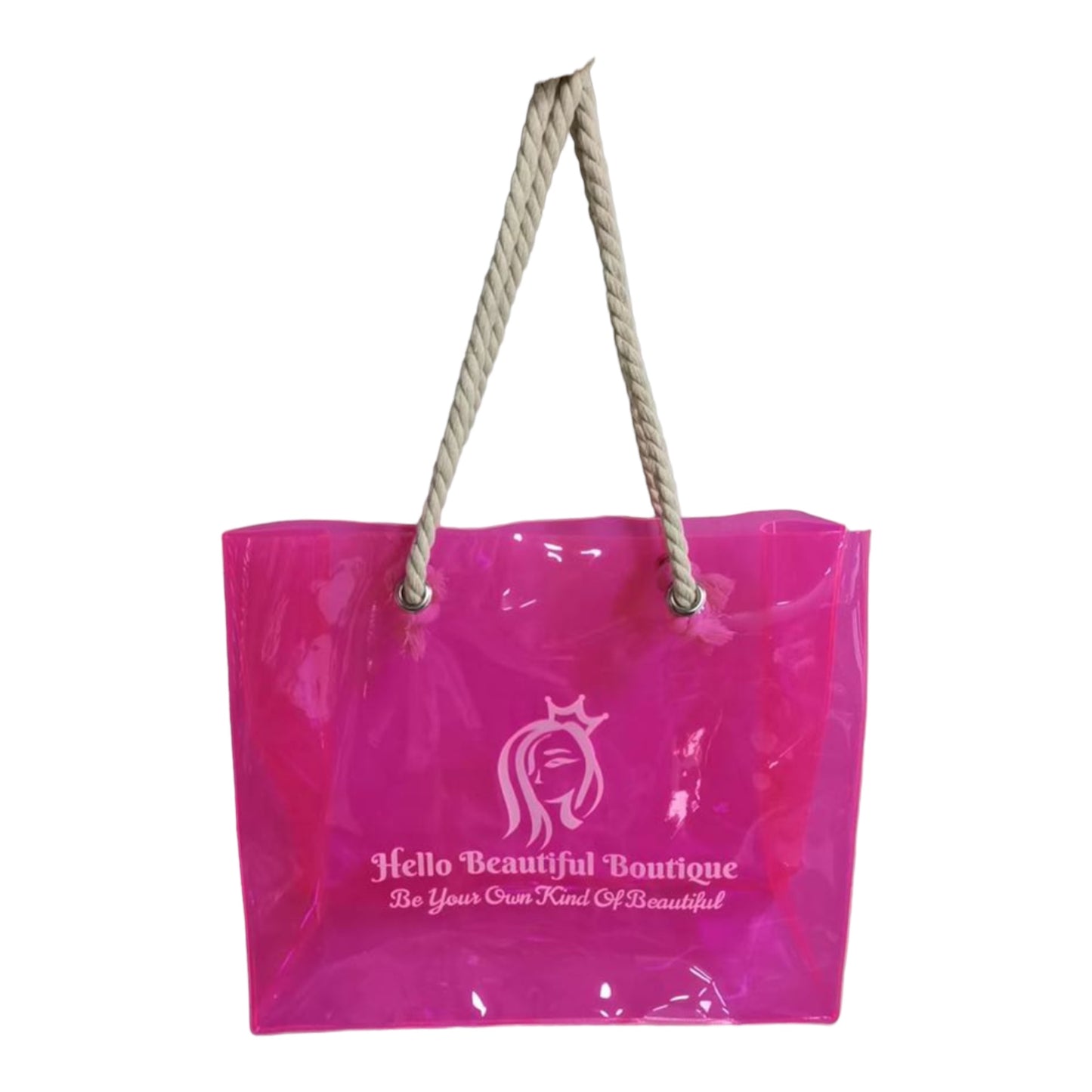 Hello Beautiful Boutique Transparent Bag with Cotten Handles®