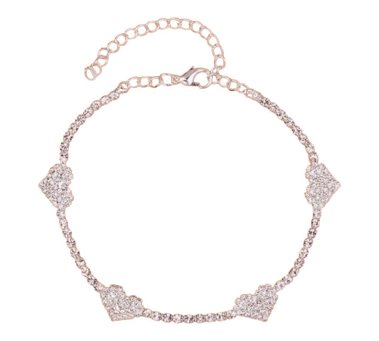 Anklet Sparkling Rhinestone Heart ®