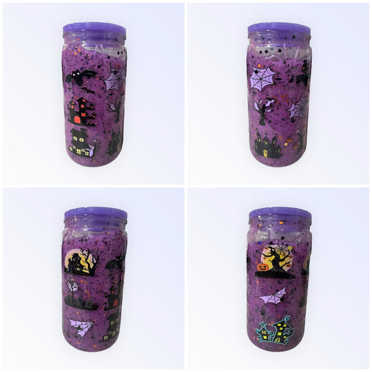 Custom Halloween Glitter Tumbler Cup 16 oz. plastic. ®
