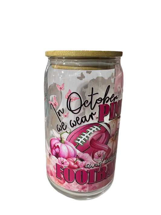 Glass Tumbler with Bamboo Lid 16 oz. - Breast Cancer ®